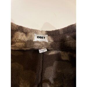 Obey Brown Floral Fleece Joggers Medium Relaxed Fit Cozy Lounge Pants